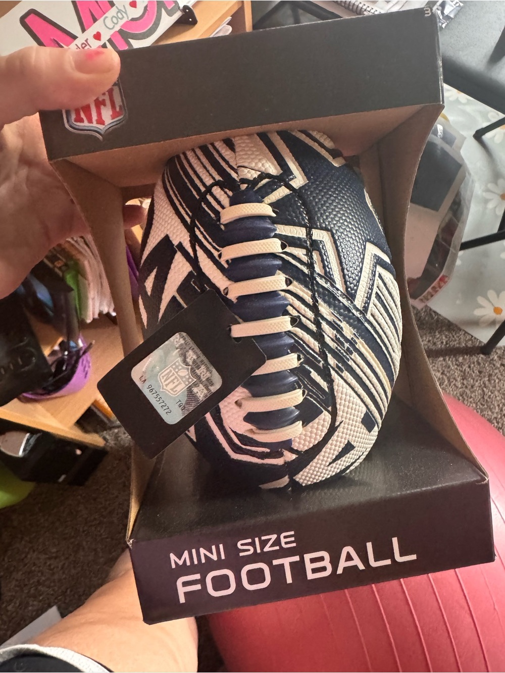 NFL Mini Football in Navy and White Graphic Design